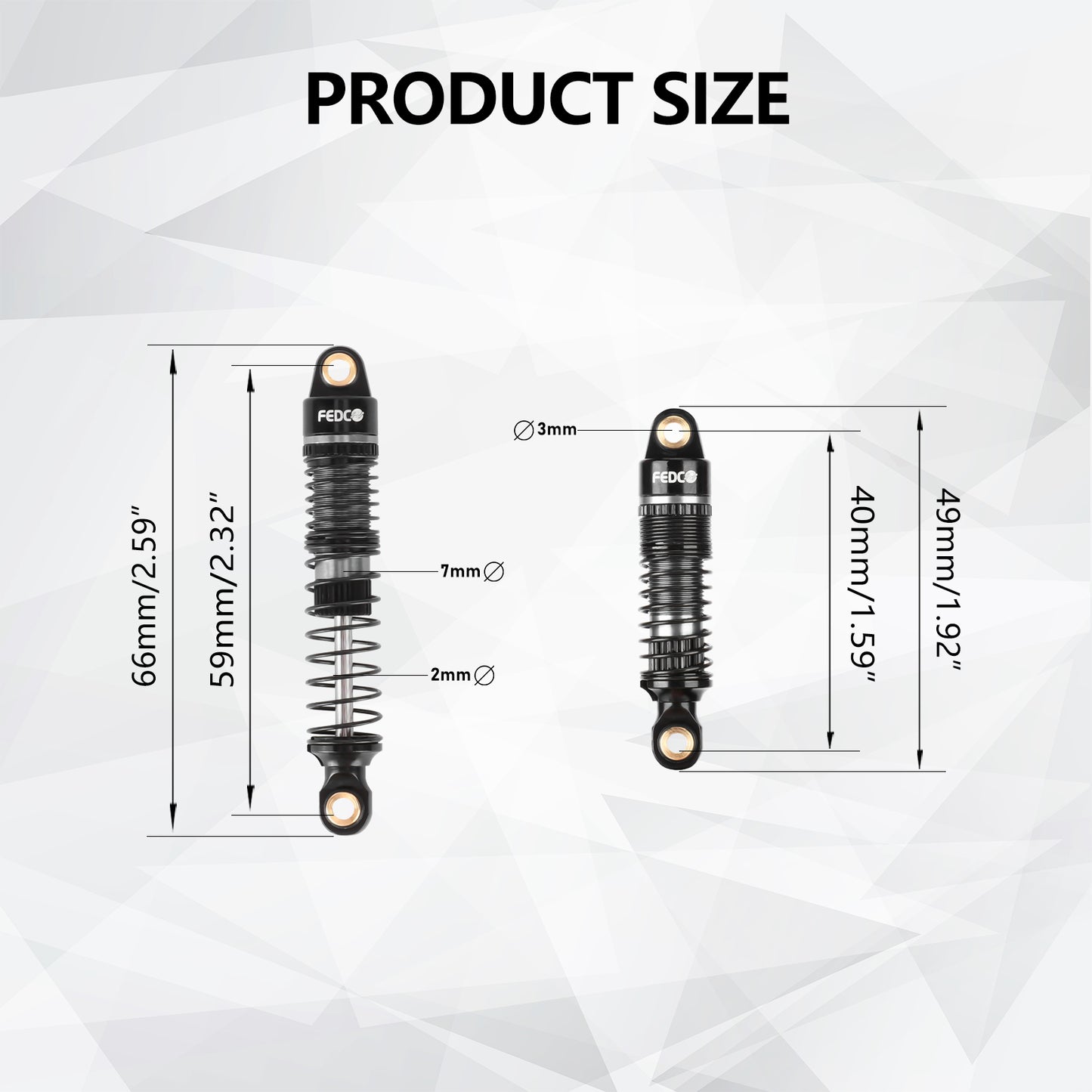 FEDCO DSS18 Shocks 59MM Dual Spring Oil-Filled Shock Absorber CNC Long Threaded Oil Damper For TRX4M Upgrades 1/18 RC Crawler
