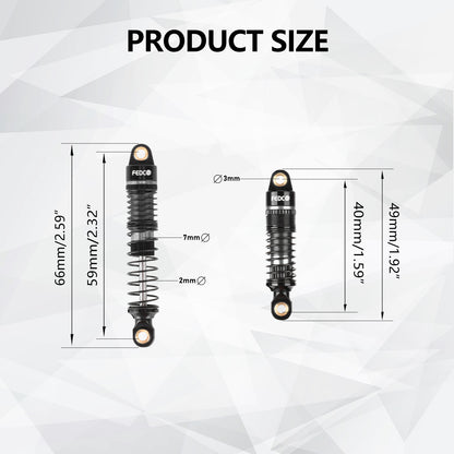 FEDCO DSS18 Shocks 59MM Dual Spring Oil-Filled Shock Absorber CNC Long Threaded Oil Damper For TRX4M Upgrades 1/18 RC Crawler