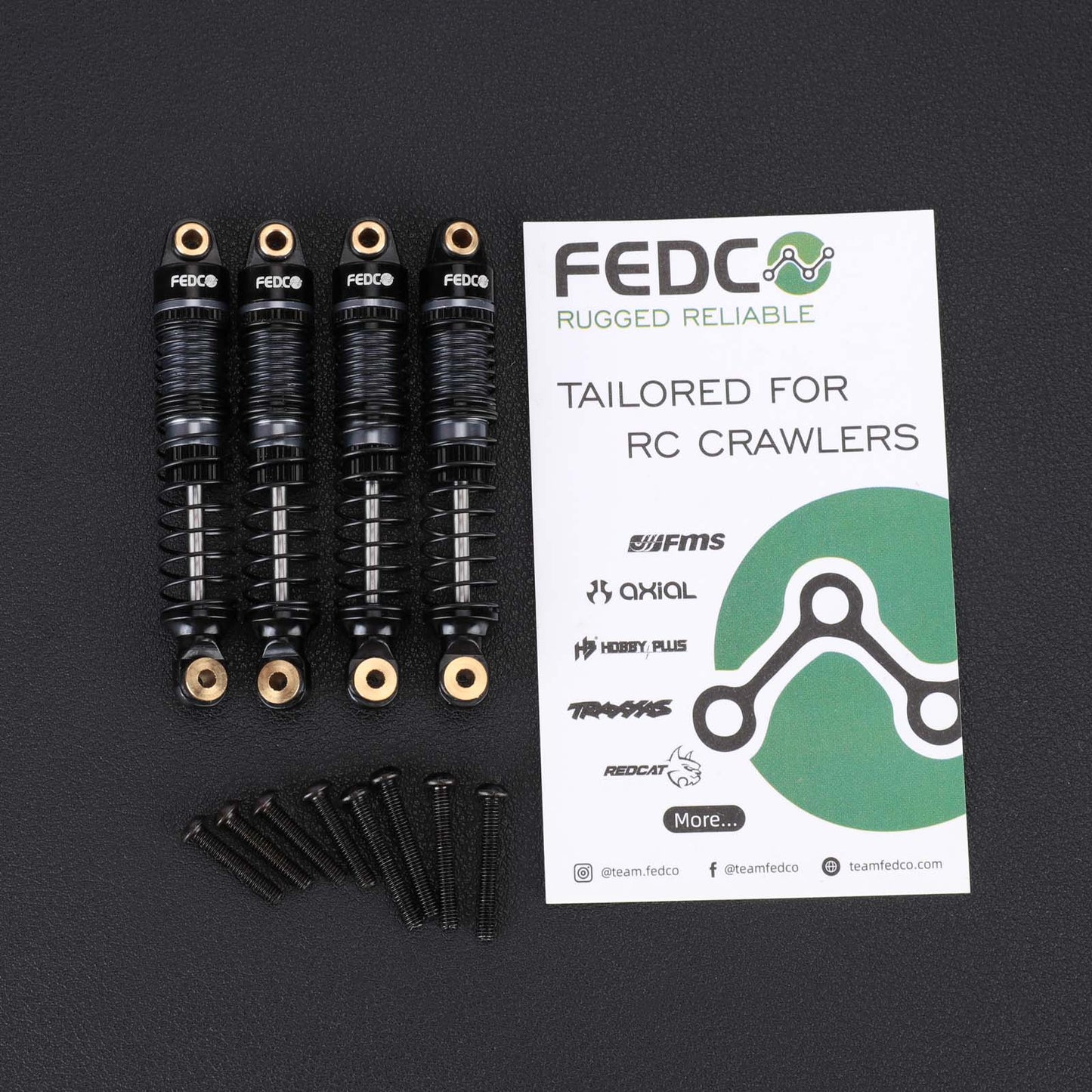 FEDCO DSS18 Shocks 59MM Dual Spring Oil-Filled Shock Absorber CNC Long Threaded Oil Damper For TRX4M Upgrades 1/18 RC Crawler