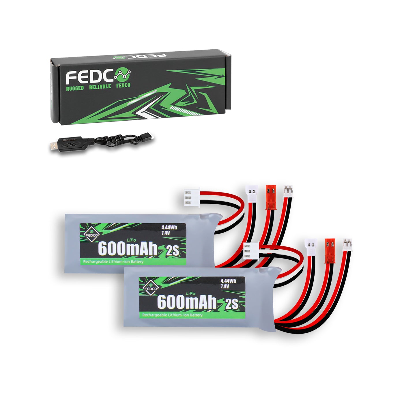 600mAh 7.4V Lipo Battery 2S Rechargeable RC Battery for 1/18 1/24 Scale RC Car Truck Drone Airplane