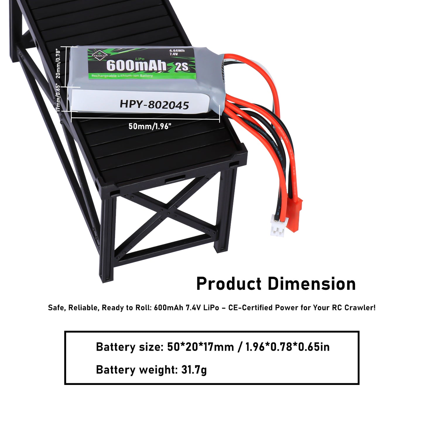 600mAh 7.4V Lipo Battery 2S Rechargeable RC Battery for 1/18 1/24 Scale RC Car Truck Drone Airplane