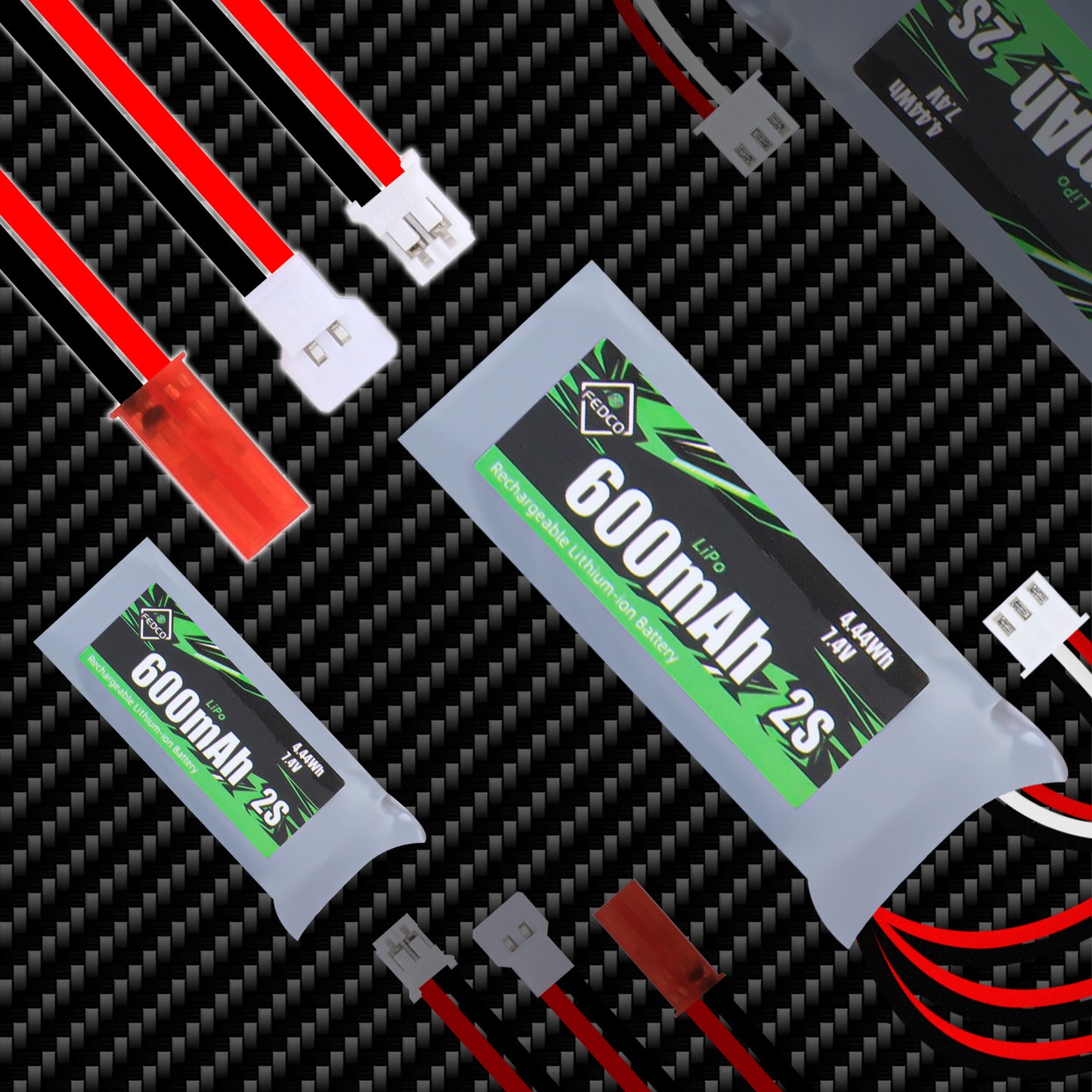 600mAh 7.4V Lipo Battery 2S Rechargeable RC Battery for 1/18 1/24 Scale RC Car Truck Drone Airplane