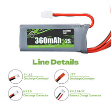 FEDCO SCX24 Battery 7.4V Lipos 2S 360mAh Rechargeable lipo Battery