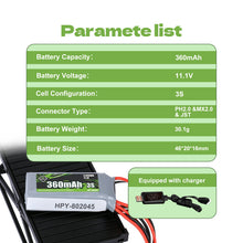 FEDCO 3S Lipo Battery 11.1V 360mAh Various Plugs Rechargeable RC Battery