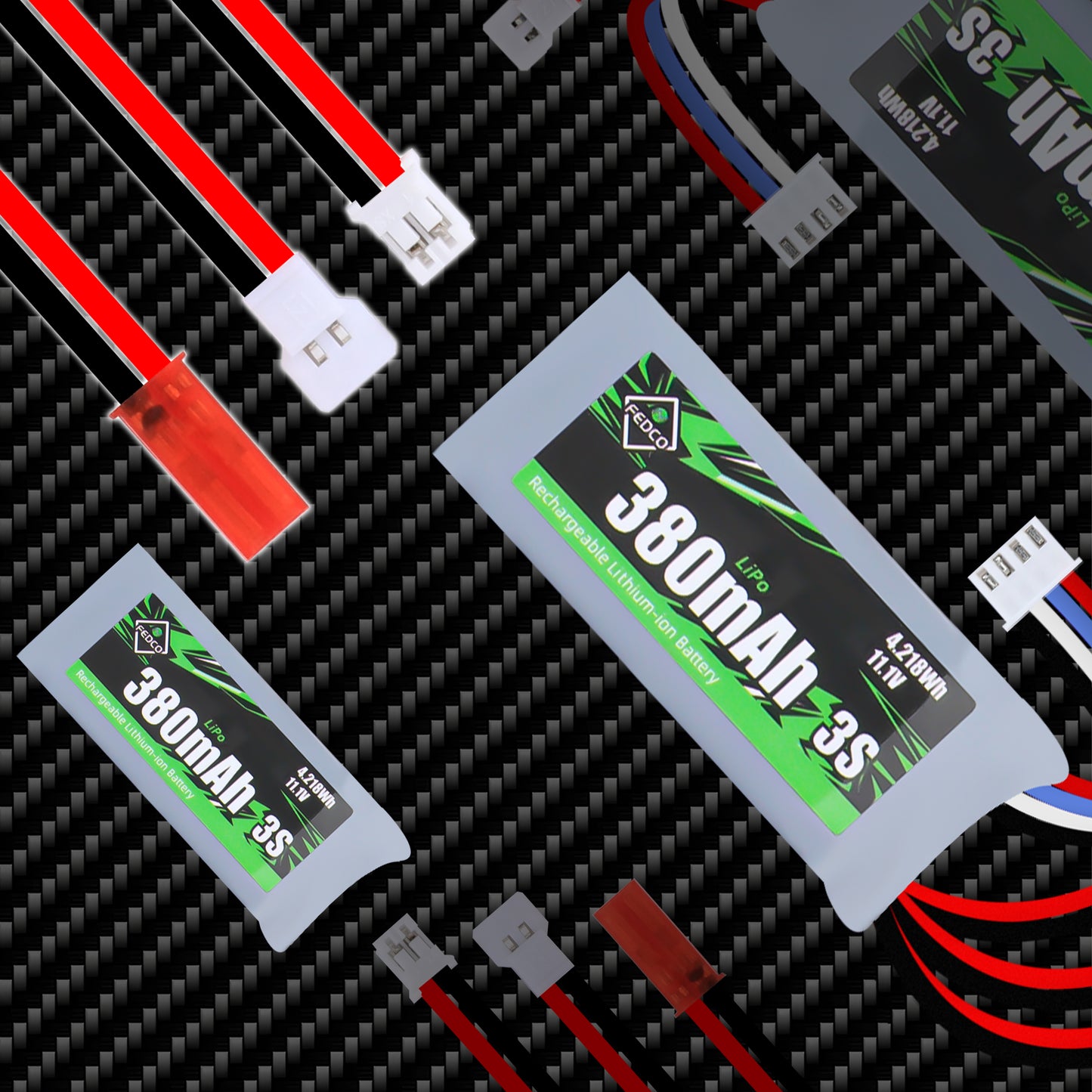 3S Lipo Battery 11.1V 360mAh Rechargeable RC Battery JST&MJ&PH2.0&MX2.0 Plug Connector for 1/18 1/24 RC Car RC Truck and RC Drone