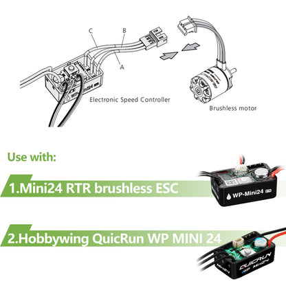 SCX24 Motor and Transmission with Hobbywing QUICRUN Outer-1621SL 3500KV Brushless Motor Upgrade for Axial SCX24 Upgrades 1/24 RC Crawler
