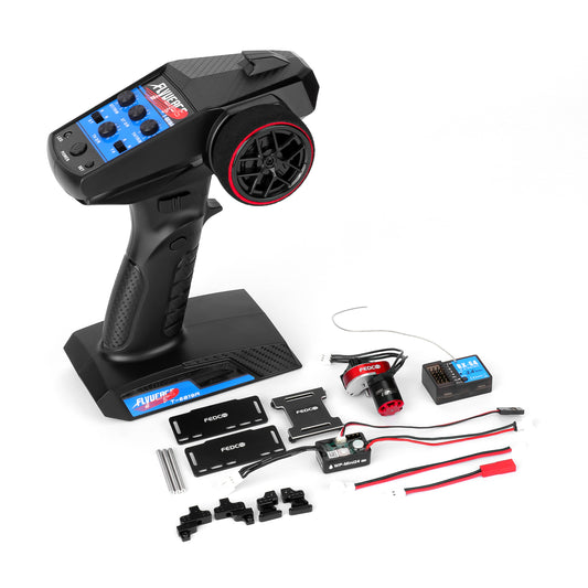 SCX24 Transmitter and Receiver 2.4GHz 4CH with Brushless Motor Transmission,Shock Mount,Side Plate,PH2.0 & JST & MX2.0 Plug,RTR Version for Axial SCX24 Upgrades 1/24 RC Crawler