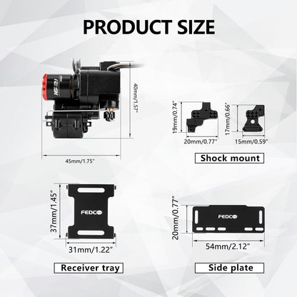 SCX24 Motor Upgrade 2-Speed Transmission with 3500KV Brushless Motor and ESC Combo with Transmission Mount,Side Plate,Shock Mount,Receiver Tray for SCX24 Upgrades 1/24 RC Crawler,RTR Version