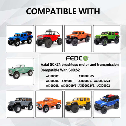 SCX24 Motor Upgrade 2-Speed Transmission with 3500KV Brushless Motor and ESC Combo with Transmission Mount,Side Plate,Shock Mount,Receiver Tray for SCX24 Upgrades 1/24 RC Crawler,RTR Version