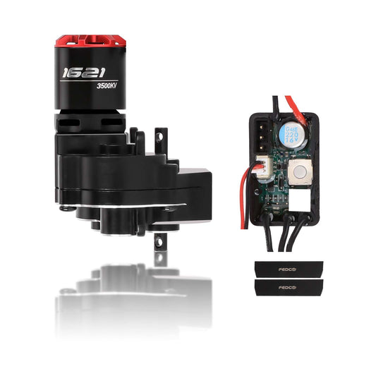 FEDCO Brushless Motor and Transmission with Hobbywing Quicrun WP Mini24 Combo Outer 1621SL 3500KV Motor and ESC Combo with Side Plate,PH2.0 & JST & MX2.0 Plug for TRX4M Upgrades 1/18 RC Crawler - FEDCO