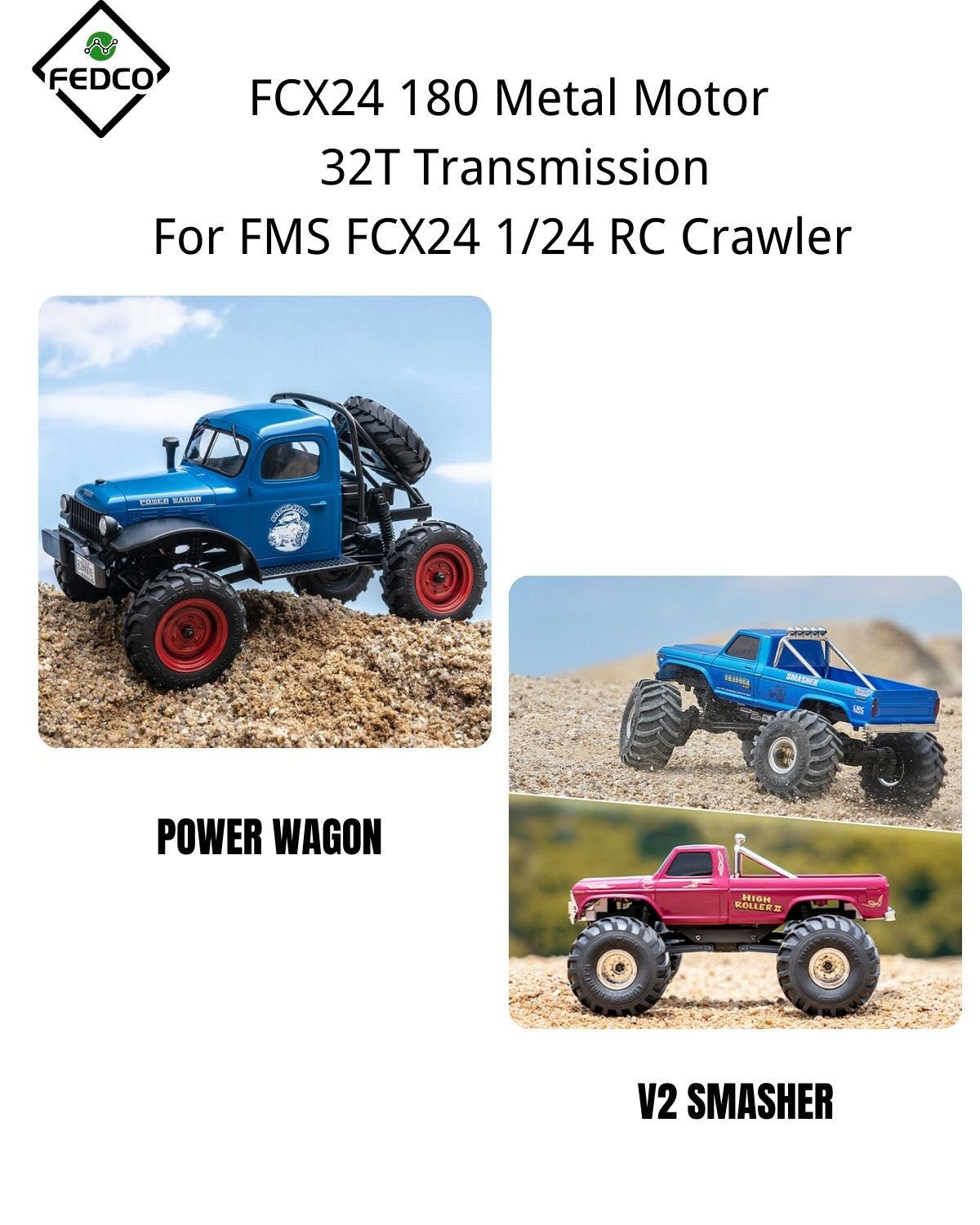 FEDCO FCX24 180 Metal Motor 32T Transmission Set For 1/24 RC Crawler FMS FCX24 Upgrade Parts - FEDCO