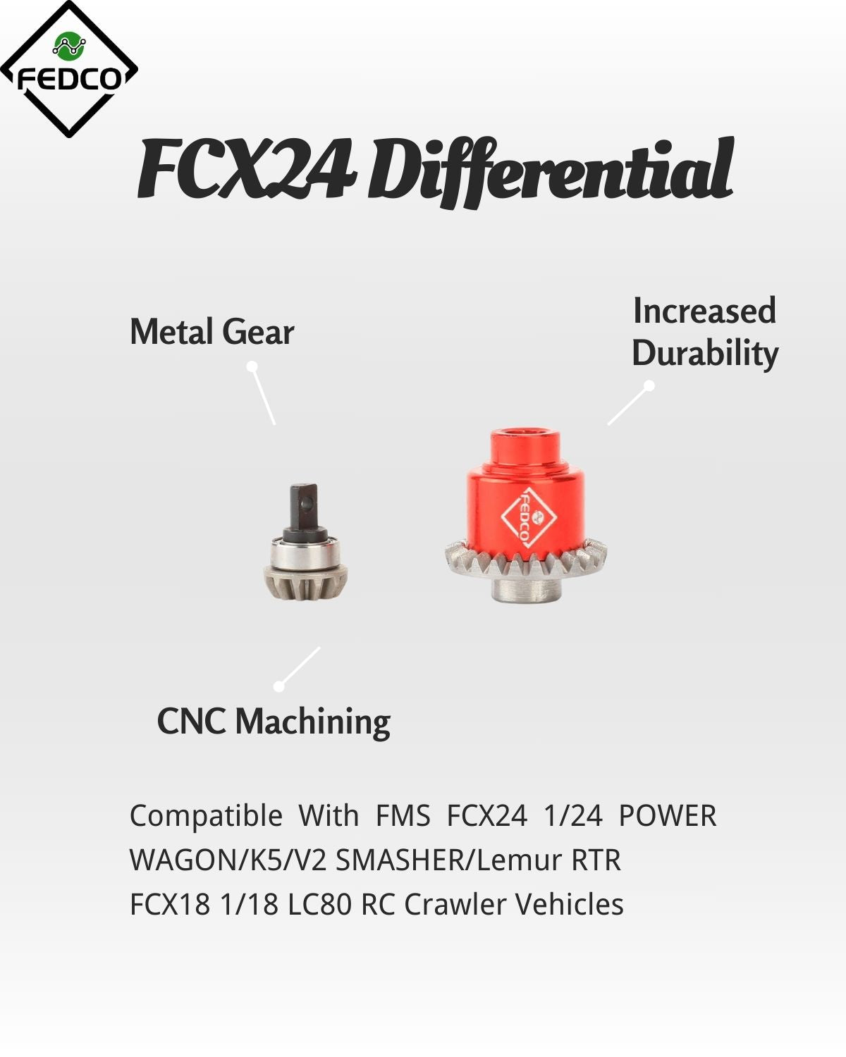 FEDCO FCX24 Metal Differential Transmission For FMS 1/24 1/18 FCX24 FCX18 RC Crawler Upgrade Parts - FEDCO