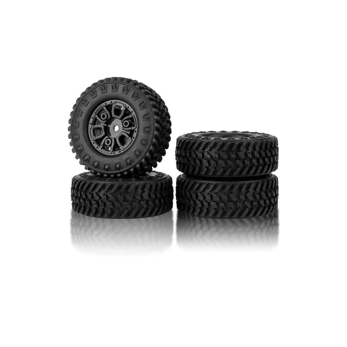 FEDCO FCX24 Wheels and Tires 1.0 Beadlock Wheels 50MM Soft Sticky Tires with Brass Counterweight Ring for FMS FCX24M FCX24 Upgrades 1/24 RC Crawler - FEDCO