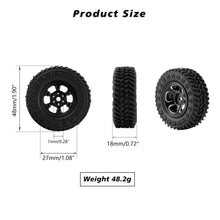 FEDCO FCX24 Wheels and Tires 1.0 Beadlock Wheels 50MM Soft Sticky Tires with Brass Counterweight Ring for FMS FCX24M FCX24 Upgrades 1/24 RC Crawler - FEDCO