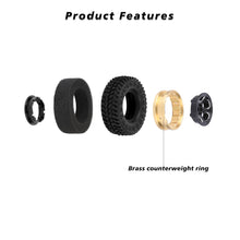 FEDCO FCX24 Wheels and Tires 1.0 Beadlock Wheels 50MM Soft Sticky Tires with Brass Counterweight Ring for FMS FCX24M FCX24 Upgrades 1/24 RC Crawler - FEDCO