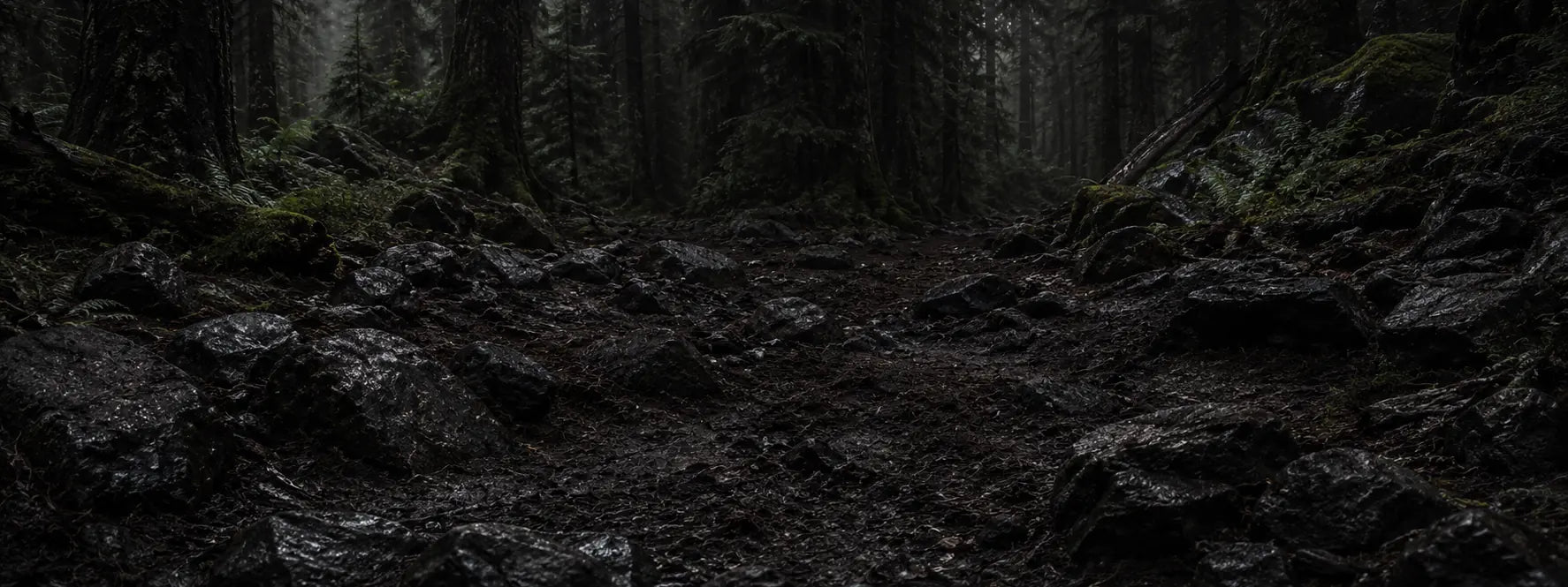 Dark rocky forest crawler trail background