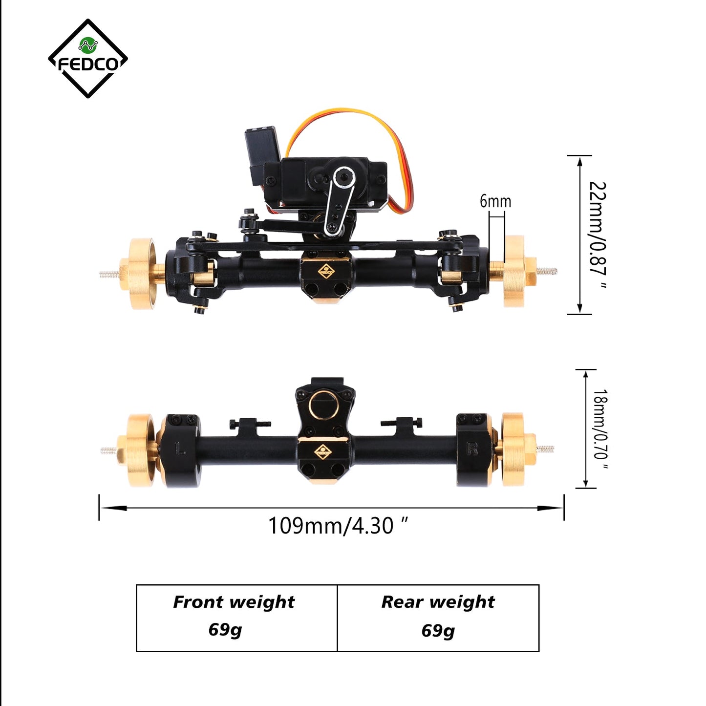 FEDCO SCX24 Front&Rear Axles 1/24 Upgrade Parts - FEDCO