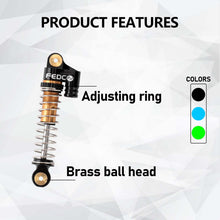 FEDCO SCX24 Oil - Filled Shocks 47mm Long Travel Shock Absorber, CNC Aluminum Threaded Oil Damper with Dual Spring & Brass Ball Head for Axial SCX24 Upgrades 1/24 RC Crawler - FEDCO