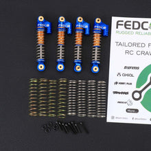 FEDCO SCX24 Oil - Filled Shocks 47mm Long Travel Shock Absorber, CNC Aluminum Threaded Oil Damper with Dual Spring & Brass Ball Head for Axial SCX24 Upgrades 1/24 RC Crawler - FEDCO