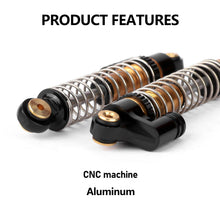 FEDCO SCX24 Oil - Filled Shocks 47mm Long Travel Shock Absorber, CNC Aluminum Threaded Oil Damper with Dual Spring & Brass Ball Head for Axial SCX24 Upgrades 1/24 RC Crawler - FEDCO