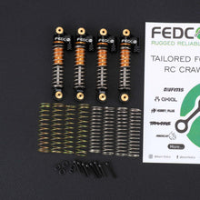 FEDCO SCX24 Oil - Filled Shocks 47mm Long Travel Shock Absorber, CNC Aluminum Threaded Oil Damper with Dual Spring & Brass Ball Head for Axial SCX24 Upgrades 1/24 RC Crawler - FEDCO