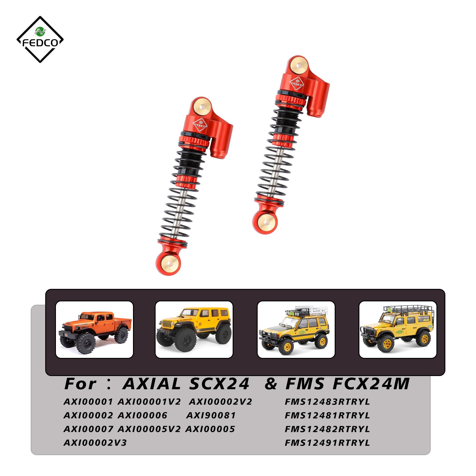 FEDCO SCX24 Shock Flex Blades With Shocks Absorber for Axial SCX24 Upgrade Parts 1/24 RC Crawler - FEDCO