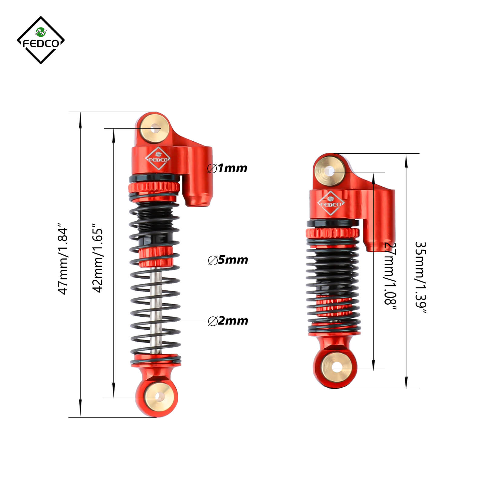 FEDCO SCX24 Shock Flex Blades With Shocks Absorber for Axial SCX24 Upgrade Parts 1/24 RC Crawler - FEDCO