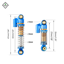 FEDCO SCX24 Shocks 48MM Oil - Filled Shocks Absorber Aluminum Threaded Absorber Oil Damper With Springs For Axial SCX24 FMS FCX24M Upgrades 1/24 RC Crawler - FEDCO